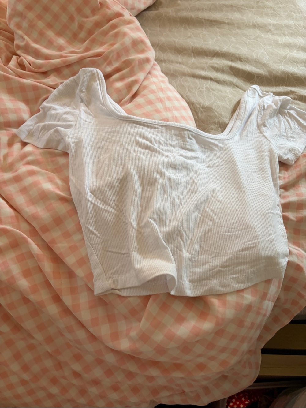 Bozzolo White Ribbed Square-Neck Crop Top